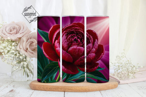 Red Peony 20oz Tumbler Wrap Sublimation sassyprint 
