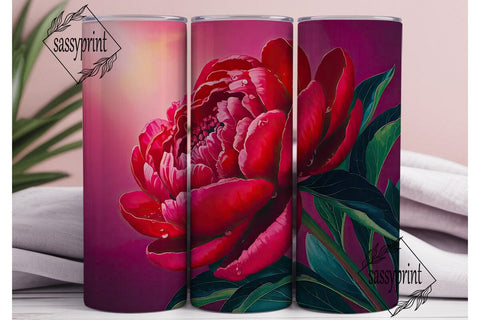 Red Peony 20oz Tumbler Wrap Sublimation sassyprint 