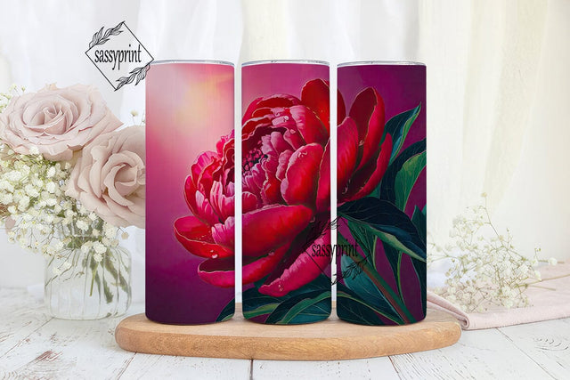 Red Peony 20oz Tumbler Wrap Sublimation sassyprint 
