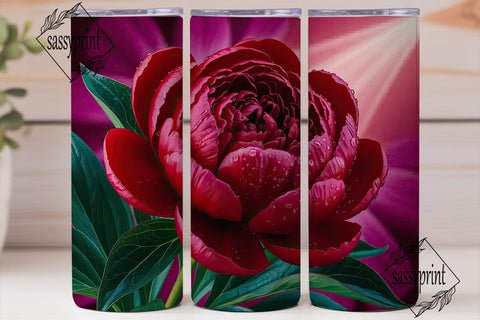 Red Peony 20oz Tumbler Wrap Sublimation sassyprint 