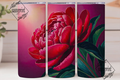 Red Peony 20oz Tumbler Wrap Sublimation sassyprint 