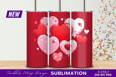 Red pink hearts arrangement tumbler png Sublimation Regulrcrative 