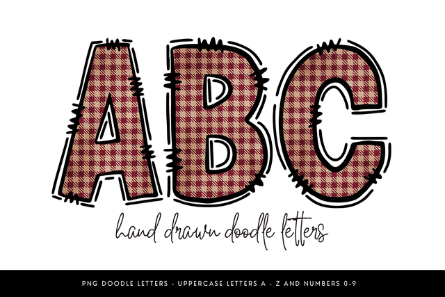 Red Plaid Alphabet PNG, Rustic Check Letters Sublimation BijouBay 
