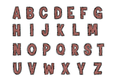 Red Plaid Alphabet PNG, Rustic Check Letters Sublimation BijouBay 