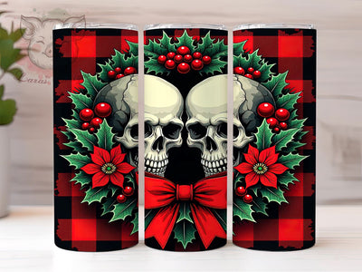 Red Plaid Gothic Christmas Skull 20oz Tumbler Wrap, Red Plaid Tumbler, Gothic Christmas, 20oz Tumbler, Medieval Gift, Goth Gift, Christmas Skull Sublimation Lara' s Designs 