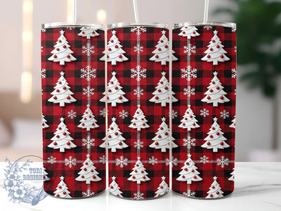 Red Plaid Tree Snowflake 20oz Tumbler, Red Plaid Tree, Plaid Tree Snowflake, Tree Snowflake, Snowflake Tumbler, 20oz Tumbler, Red Plaid Tumbler, Tumbler Wrap Sublimation ToriDesigns 