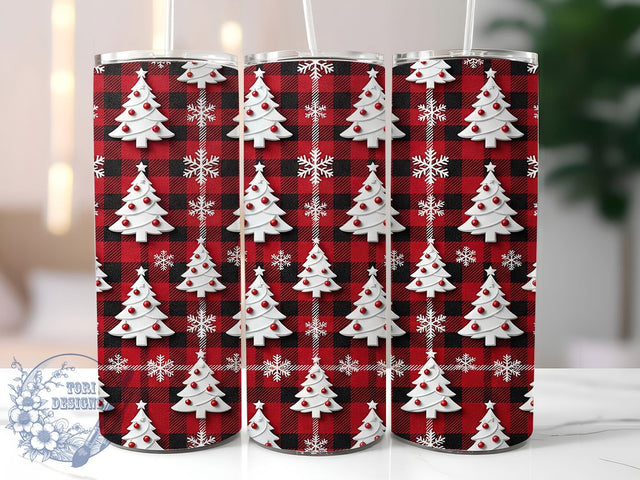 Red Plaid Tree Snowflake 20oz Tumbler, Red Plaid Tree, Plaid Tree Snowflake, Tree Snowflake, Snowflake Tumbler, 20oz Tumbler, Red Plaid Tumbler, Tumbler Wrap Sublimation ToriDesigns 
