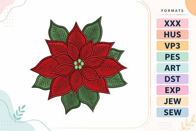 Red Poinsettia Flower Christmas Embroidery Design Embroidery/Applique DESIGNS sg embroidery 