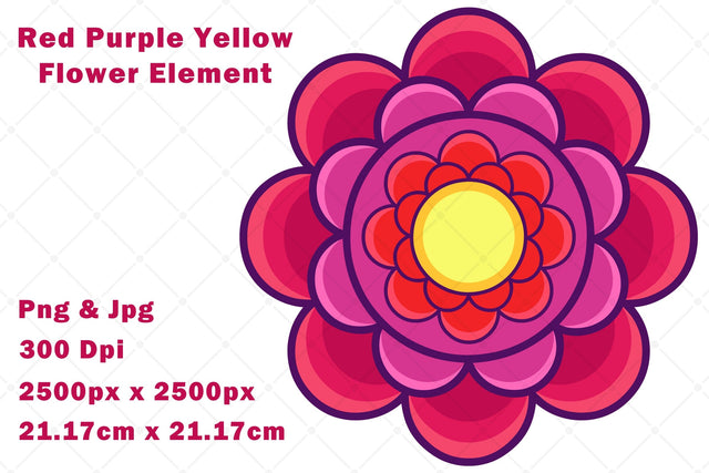Red Purple Yellow Flower Illustration Sublimation Karma Genie Graphics 