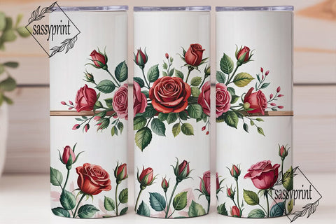 Red Rose Bouquet 20oz Tumbler Wrap Sublimation sassyprint 