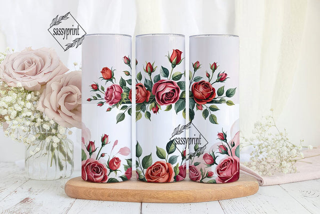 Red Rose Bouquet 20oz Tumbler Wrap Sublimation sassyprint 
