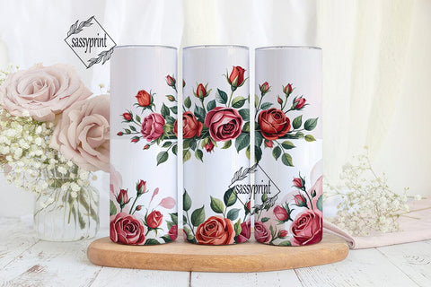 Red Rose Bouquet 20oz Tumbler Wrap Sublimation sassyprint 