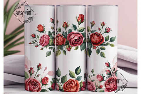 Red Rose Bouquet 20oz Tumbler Wrap Sublimation sassyprint 