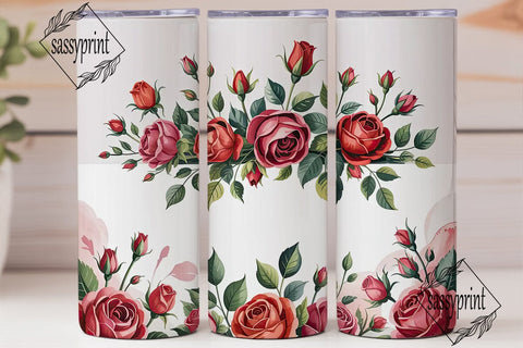 Red Rose Bouquet 20oz Tumbler Wrap Sublimation sassyprint 