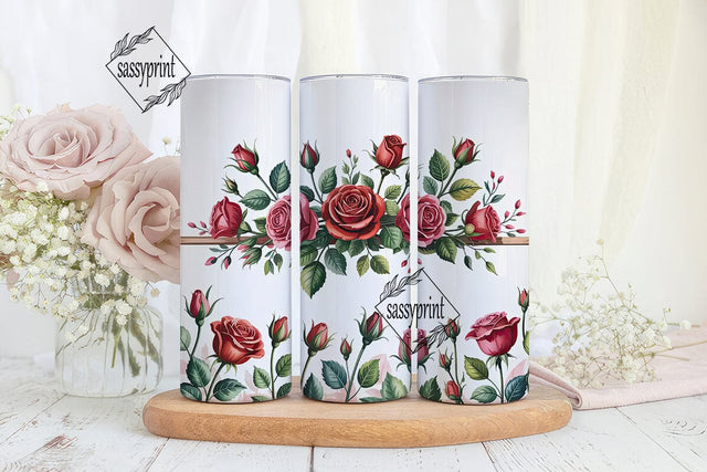 Red Rose Bouquet 20oz Tumbler Wrap Sublimation sassyprint 