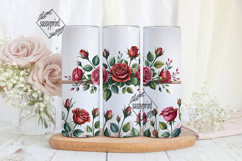 Red Rose Bouquet 20oz Tumbler Wrap Sublimation sassyprint 