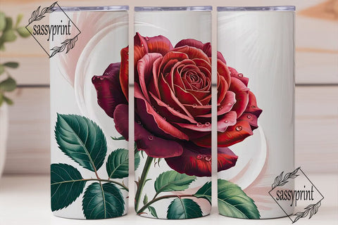 Red Rose Floral 20oz Tumbler Wrap Sublimation sassyprint 