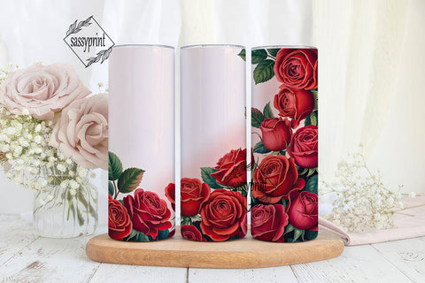 Red Rose Floral 20oz Tumbler Wrap Sublimation sassyprint 