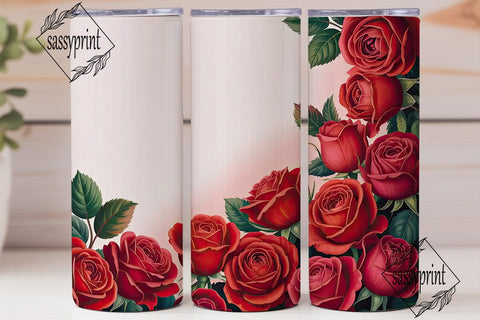 Red Rose Floral 20oz Tumbler Wrap Sublimation sassyprint 