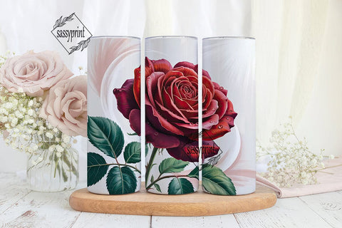 Red Rose Floral 20oz Tumbler Wrap Sublimation sassyprint 