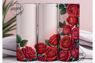 Red Rose Floral 20oz Tumbler Wrap Sublimation sassyprint 