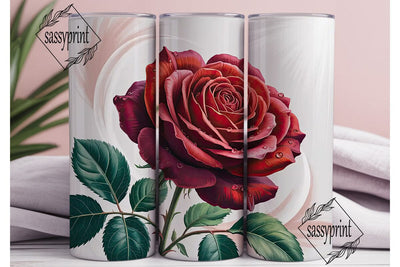 Red Rose Floral 20oz Tumbler Wrap Sublimation sassyprint 
