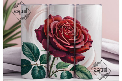Red Rose Floral 20oz Tumbler Wrap Sublimation sassyprint 