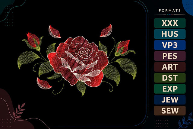 Red Rose Floral Wreath Ripple Ripple Embroidery Designs Embroidery/Applique DESIGNS sg embroidery 