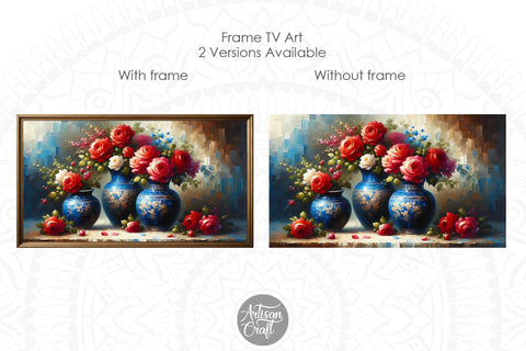 Red rose flower Frame TV art, Valentine Frame TV art roses, Digital Pattern Artisan Craft SVG 