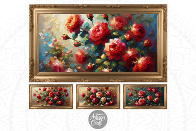 Red rose Frame TV art, Valentine TV art Digital Pattern Artisan Craft SVG 