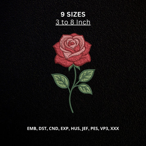Red Rose Machine Embroidery Design Romantic Floral Rose Embroidery File Embroidery/Applique DESIGNS PatternFeed8 