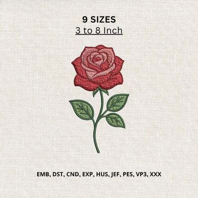 Red Rose Machine Embroidery Design Romantic Floral Rose Embroidery File Embroidery/Applique DESIGNS PatternFeed8 