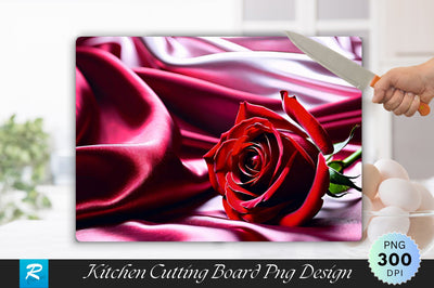 Red Rose on the Silk Bedsheet Background Cutting Board Sublimation Regulrcrative 