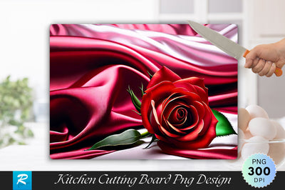 Red Rose on the Silk Bedsheet Background Cutting Board Sublimation Regulrcrative 