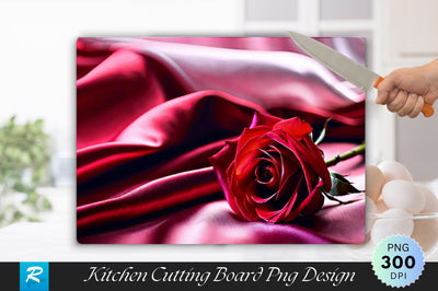 Red Rose on the Silk Bedsheet Background Cutting Board Sublimation Regulrcrative 