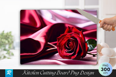 Red Rose on the Silk Bedsheet Background Cutting Board Sublimation Regulrcrative 