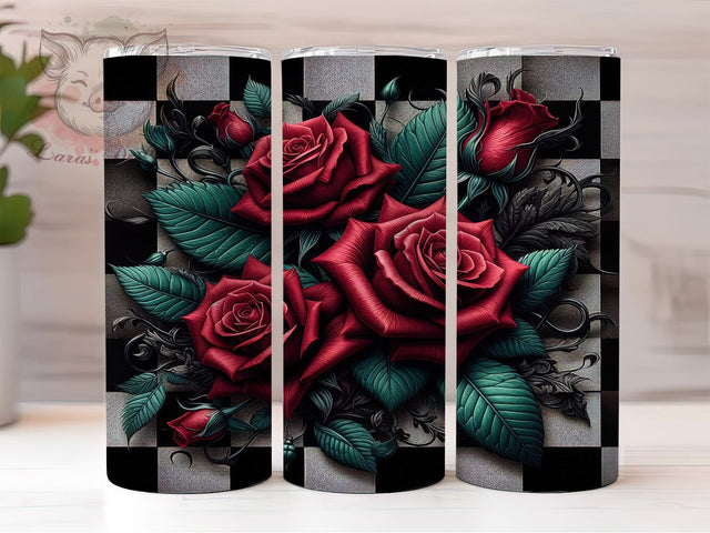 Red Roses Floral Romantic Valentine’s Tumbler, Floral Tumbler PNG, Rose Flower Wrap Design, 20oz Sublimation Wrap, Romantic Tumbler Design, Elegant Floral Cup, Valentine’s Day Tumbler Sublimation Lara' s Designs 