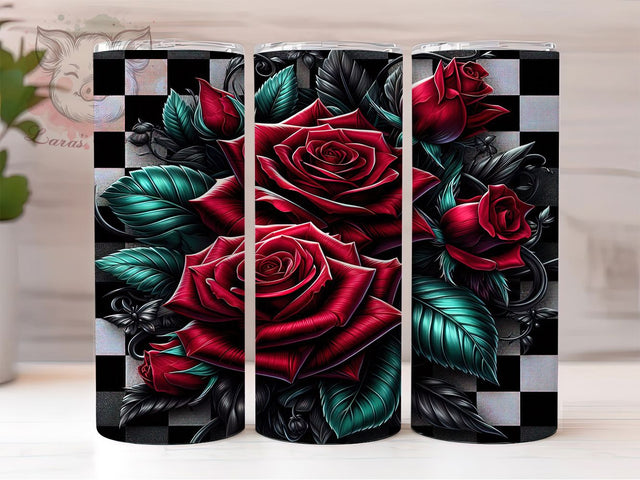 Red Roses Floral Romantic Valentine’s Tumbler, Floral Tumbler PNG, Rose Flower Wrap Design, 20oz Sublimation Wrap, Romantic Tumbler Design, Elegant Floral Cup, Valentine’s Day Tumbler Sublimation Lara' s Designs 