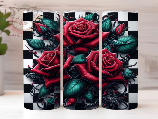 Red Roses Floral Romantic Valentine’s Tumbler, Floral Tumbler PNG, Rose Flower Wrap Design, 20oz Sublimation Wrap, Romantic Tumbler Design, Elegant Floral Cup, Valentine’s Day Tumbler Sublimation Lara' s Designs 