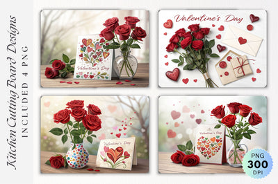 Red Roses, Valentine's Card and Cutting Board Sublimation Regulrcrative 