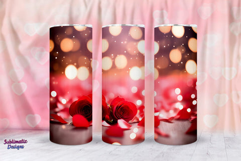 Red Roses Valentines Tumbler Wrap | Valentine's Background 20oz Skinny Tumbler Wrap Sublimation Sublimatiz Designs 