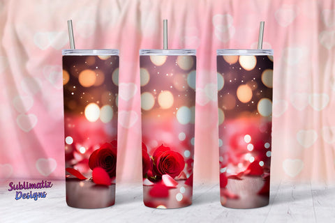 Red Roses Valentines Tumbler Wrap | Valentine's Background 20oz Skinny Tumbler Wrap Sublimation Sublimatiz Designs 