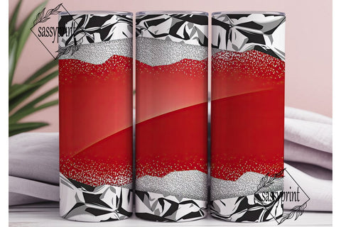 Red & Silver Glitter 20oz Tumbler Wrap Sublimation sassyprint 