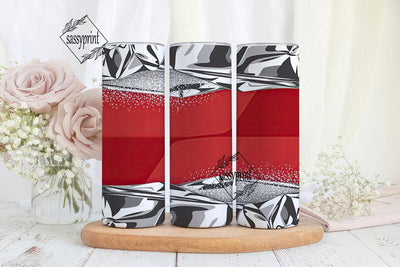 Red & Silver Glitter 20oz Tumbler Wrap Sublimation sassyprint 