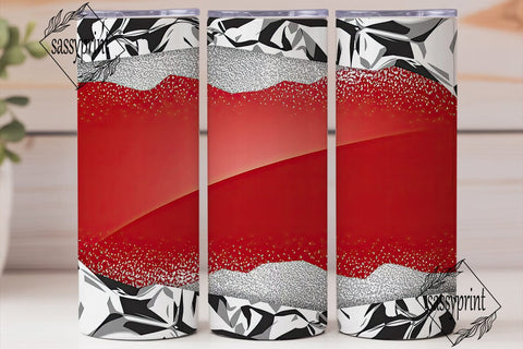 Red & Silver Glitter 20oz Tumbler Wrap Sublimation sassyprint 