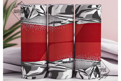 Red & Silver Glitter 20oz Tumbler Wrap Sublimation sassyprint 