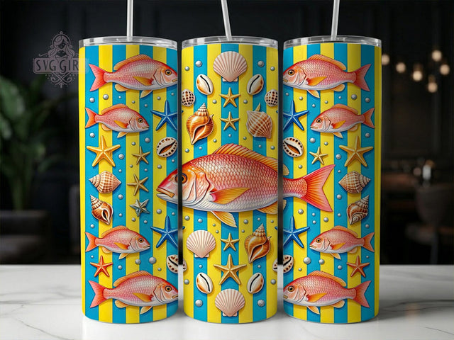 Red Snapper Shells 20oz Tumbler, Red Snapper, Snapper Shells, Red Snapper Tumbler, Shell Tumbler, 20oz Tumbler, Fishing Tumbler, Tumbler Wrap Sublimation SvggirlplusArt 