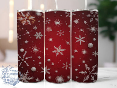 Red Snowflake Christmas Tumbler, Seamless Winter Snow Wrap, Snowflake Sublimation Design, 20oz Red Snow Tumbler, Frosty Holiday Art, Whimsical Snowflake Mug, Festive Christmas Cup Sublimation ToriDesigns 