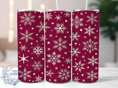 Red Snowflake Christmas Tumbler, Seamless Winter Snow Wrap, Snowflake Sublimation Design, 20oz Red Snow Tumbler, Frosty Holiday Art, Whimsical Snowflake Mug, Festive Christmas Cup Sublimation ToriDesigns 
