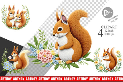 Red Squirrel Clipart Sublimation artnoy 